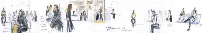 drawings of a case in court